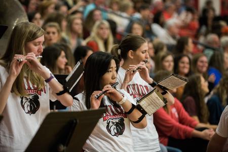 Members of the pep band play during homecoming.  - Photo by Kristi McMurry Woody