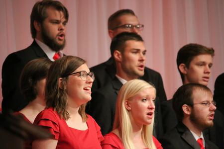 Abigail Johnson, music education major, sings during Union Christmas chapel. - Photo by Hannah Heckart