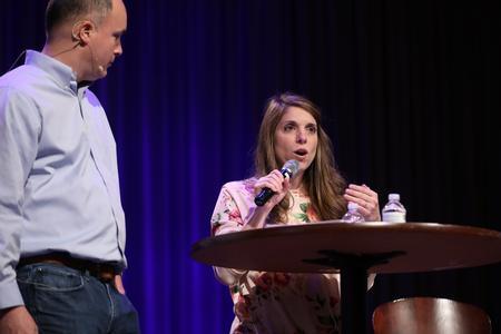 Andy and Ellen Neely speak in chapel during the Crabtree Family Life Series. - Photo by Kristi McMurry Woody