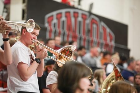 Members of the pep band play before the start of the Lady Bulldogs game against Delta State.  - Photo by Kristi McMurry Woody