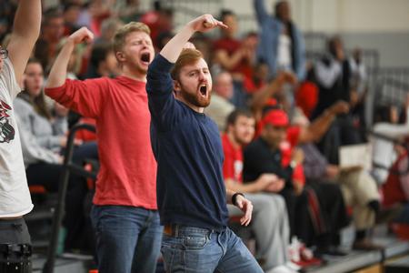 Students get excited after the Lady Bulldogs score against Delta State. - Photo by Kristi McMurry Woody
