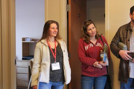 Prospective students tour the residence life complexes during Day at the U. - Photo by Hannah Heckart