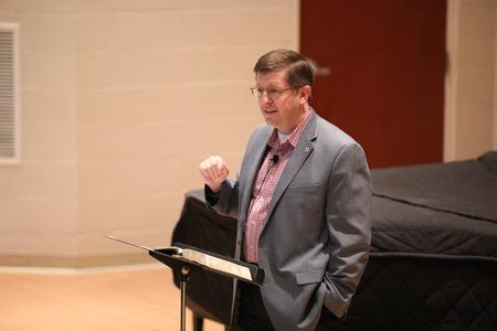 Ray Van Neste, professor of Biblical studies, speaks during a breakout session at the Spring Bible Conference. - Photo by Kristi McMurry Woody