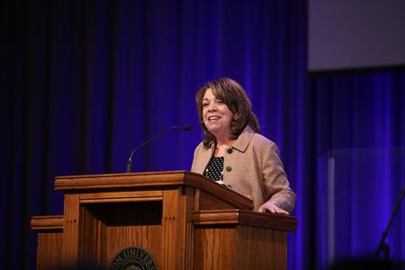 Selma Wilson, senior vice president and chief people officer at Lifeway Christian Resources, speaks in chapel. - Photo by Kristi McMurry Woody