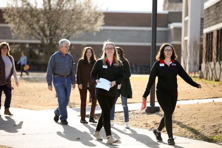 Union University student ambassadors give prospective students and their families a tour of campus during Day at the U. - Photo by Kristi McMurry Woody