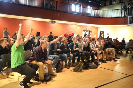 Students cheer for the Lady Bulldogs during their Elite Eight game in the NCAA Division II tournament. - Photo by Kristi McMurry Woody