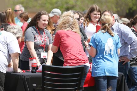 Prospective students visit different academic departments at the academic fair during Accepted Student Day. - Photo by Kristi McMurry Woody
