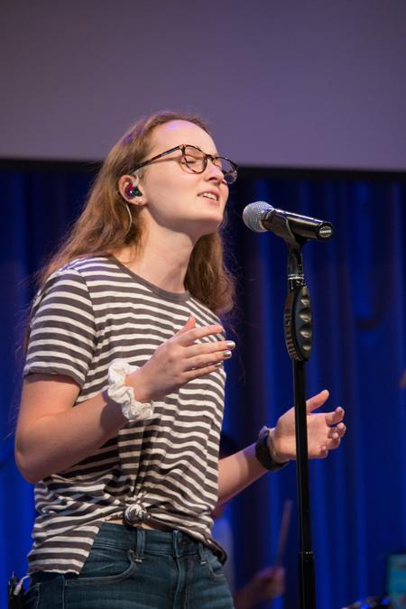 Members of the UWorship team lead music in chapel. - Photo by Hannah Heckart