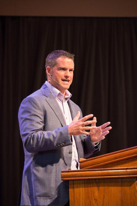Paul Akin from the International Mission Board speaks in chapel on Psalm 67. - Photo by Hannah Heckart