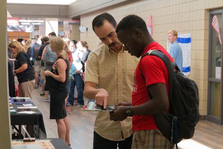 Students explore study abroad opportunities during the Study Abroad Fair in the SUB. - Photo by Lynn Tucker