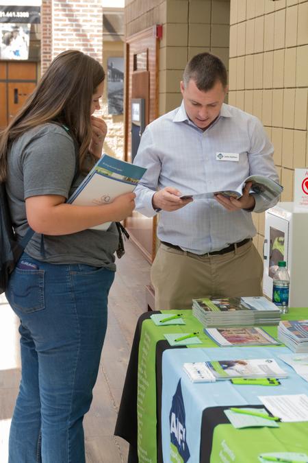 Students learn about various opportunities during the Study Abroad Fair in the SUB. - Photo by Lynn Tucker
