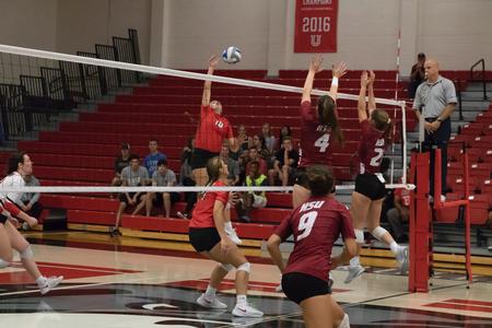 The Lady Bulldogs play against Henderson State University in the Union University Volleyball Classic. - Photo by Joey Echeverria
