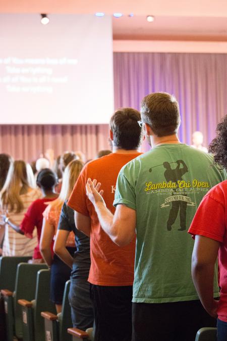 Students worship in chapel. - Photo by Hannah Heckart