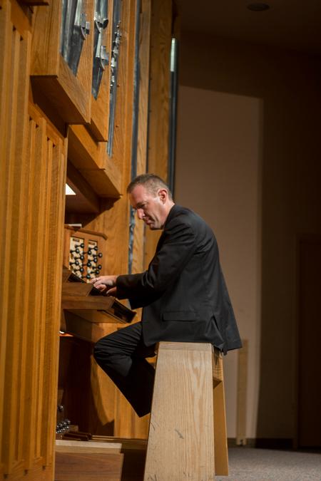 Scott Dettra performs in the McAfee Organ Concert in the Savage Memorial Chapel. - Photo by Nikki Grim