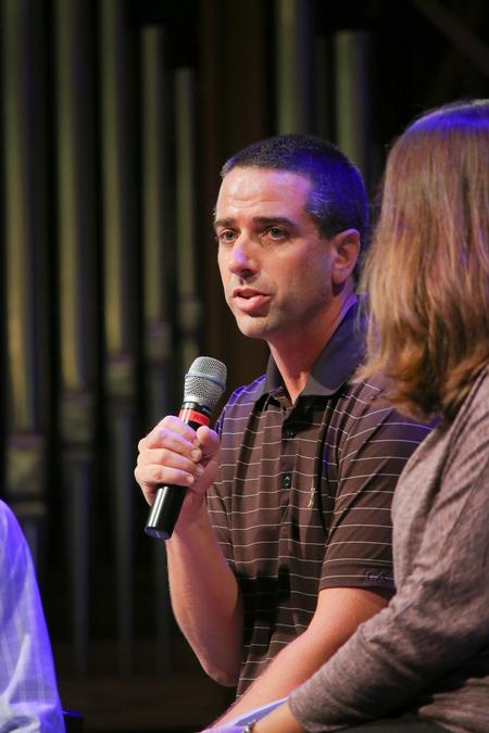 Jeremy and Rachel Hollie speak in chapel. - Photo by Hannah Heckart