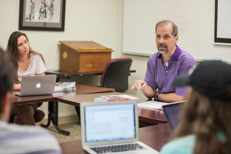 Sean Evans, professor of political science and department chair, teaches a class in the PAC. - Photo by Kristi McMurry Woody