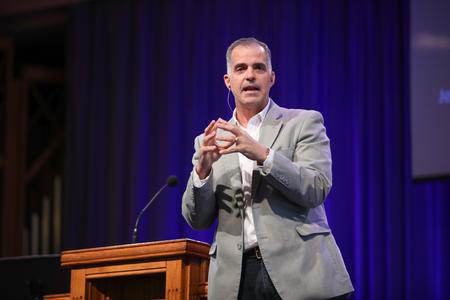 Daryl Crouch, senior pastor at Green Hill Church in Mount Juliet, Tennessee, speaks in chapel. - Photo by Kristi McMurry Woody