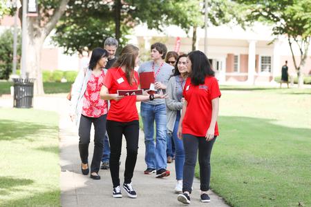 Student ambassadors give a tour of campus during Day at the U. - Photo by Kristi McMurry Woody