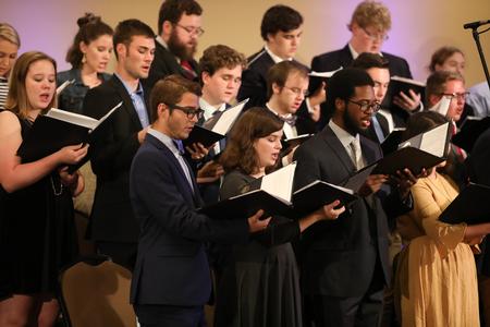 Members of the university singers sing during Psalmfest, hosted by the Ryan Center for Biblical Studies and the Department of Music. - Photo by Kristi McMurry Woody