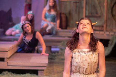 Nicole Snover, theatre major with honors, performs as Io in the UU Theatre's production of Prometheus Bound. - Photo by Joey Echeverria
