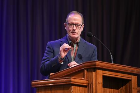 Chuck Lawless, vice president for spiritual formation and ministry centers and Southeastern Baptist Theological Seminary, speaks in chapel for Faith in Practice Week. - Photo by Kristi McMurry Woody