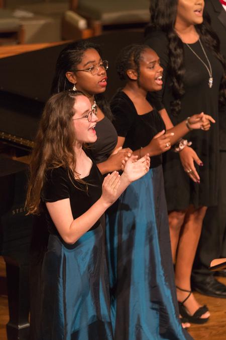 Members of the women's group Cantilena perform in the Fall Choral Concert.  - Photo by Lynn Tucker