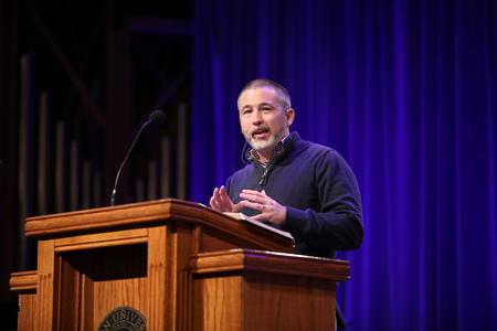 William Marshall, pastor of Trinity Baptist Church in Sikeston, Missouri, speaks in chapel on Psalm 90. - Photo by Kristi McMurry Woody