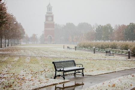 Snow falls on Union's campus on a November day. - Photo by Kristi McMurry Woody