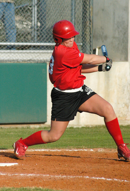 Chrissa Norton follows through after contact during a Union game versus Lindsey Wilson. - Photo by Steven Aldridge