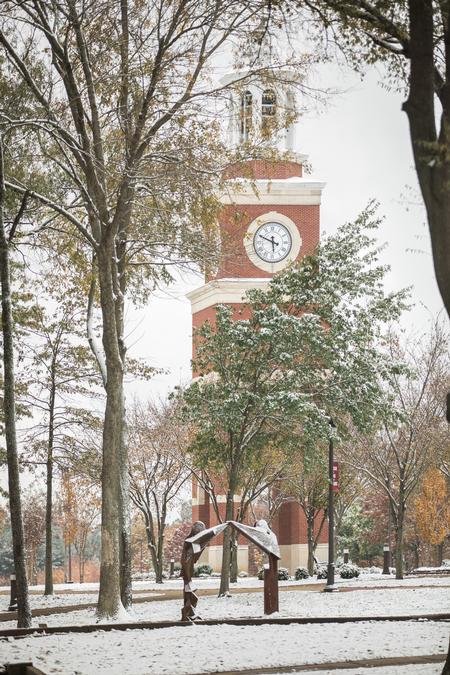 Union University on a snowy fall day. - Photo by Kristi McMurry Woody