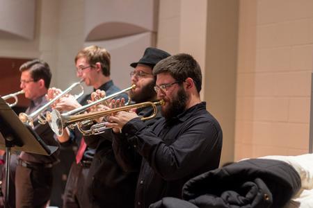 Members of the jazz band perform in the Hartley Recital Hall. - Photo by Nikki Grim