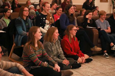 Student enjoy the Christmas with the Olivers event in the McAfee Commons. - Photo by Kristi McMurry Woody