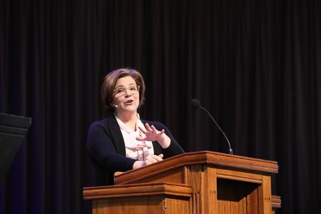 Author and teacher Nancy Guthrie speaks in chapel. - Photo by Sarah Palmer Goff