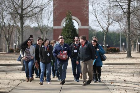 Colby Benefield, senior enrollment counselor, leads a your during Day at the U. - Photo by Sarah Palmer Goff