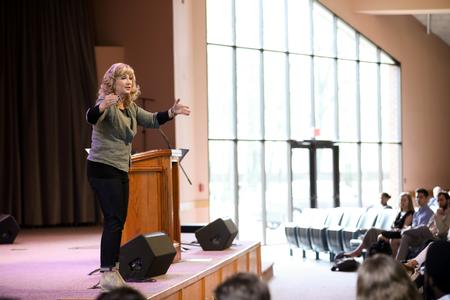 Angela Thomas-Pharr speaks in chapel. - Photo by Kristi McMurry Woody