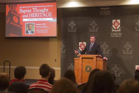 Gregory Willis speaks during the Dockery Lectures. - Photo by Lynn Tucker