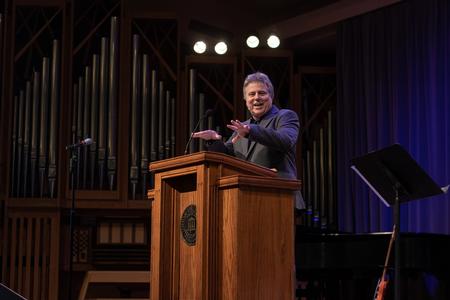 Jim Shaddix speaks in chapel. - Photo by Joey Echeverria