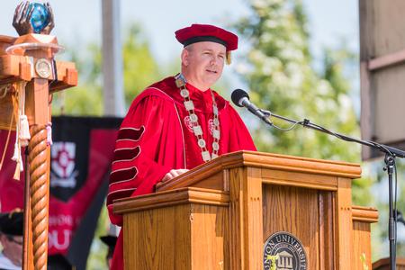Dub Oliver, president of the university, welcomes guests to spring commencement. - Photo by Kristi McMurry Woody