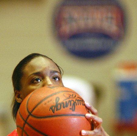 Monica Elliot prepares to attempt a free throw duing the NAIA Women's National Tournament. - Photo by Morris Abernathy