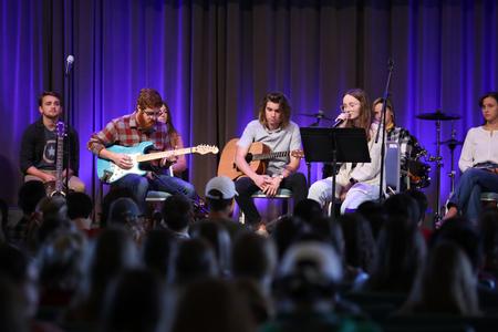 Students perform in chapel during Songs and Stories. - Photo by Kristi McMurry Woody