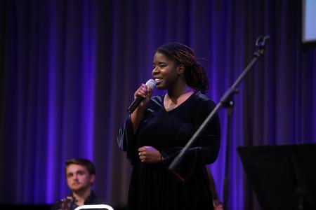 Students perform in chapel during Songs and Stories.  - Photo by Kristi McMurry Woody