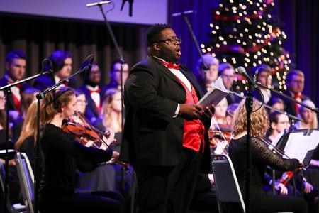 Cameron Smith, senior music major, performs in Handel's Messiah with the department of music.  - Photo by Kristi McMurry Woody