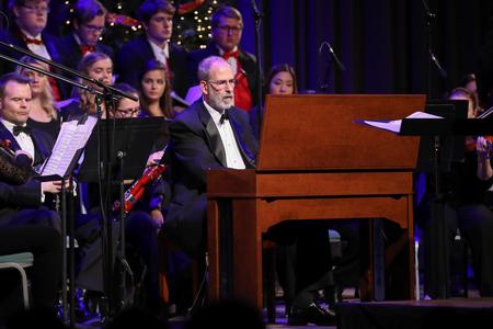 Terry McRoberts, university professor of music, plays in Handel's Messiah. - Photo by Kristi McMurry Woody