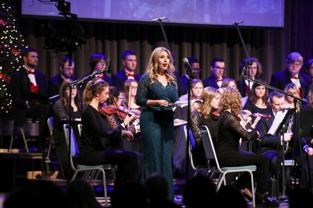 Sabrina Warren, assistant professor of vocal studies, performs with the department of music in Handel's Messiah. - Photo by Kristi McMurry Woody