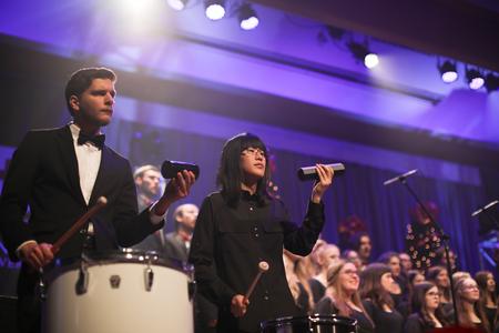 Students play percussion during the annual Union Christmas performance. - Photo by Kristi McMurry Woody