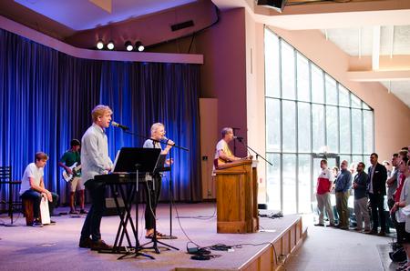 Students lead music in chapel. - Photo by Jess Newendyke