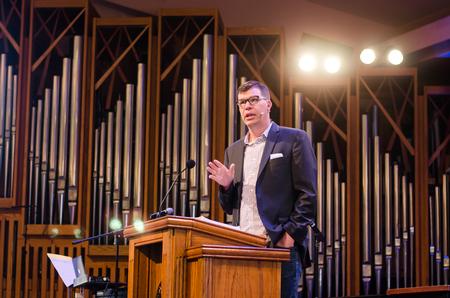 Micah Fries, senior paster at Brainerd Baptist Church, speaks during the Faith in Practice chapel series. - Photo by Jess Newendyke