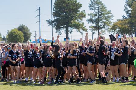 The women of Chi Omega celebrate at Greek Olympics.  - Photo by Nikki Grim