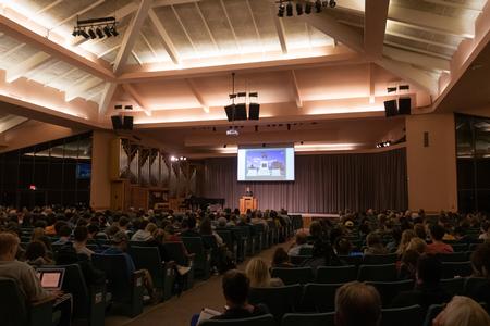 Joan Waugh of UCLA lectures on "Ulysses S. Grant: Soldier-Statesman" at the Carls-Schwerdfeger History Lecture. - Photo by Joey Echeverria