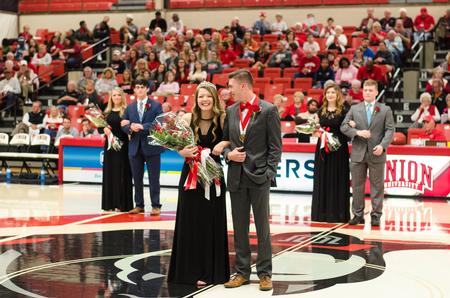 The crowd cheers for the newly named Mr. and Miss Union during Homecoming 2019. - Photo by Jess Newendyke